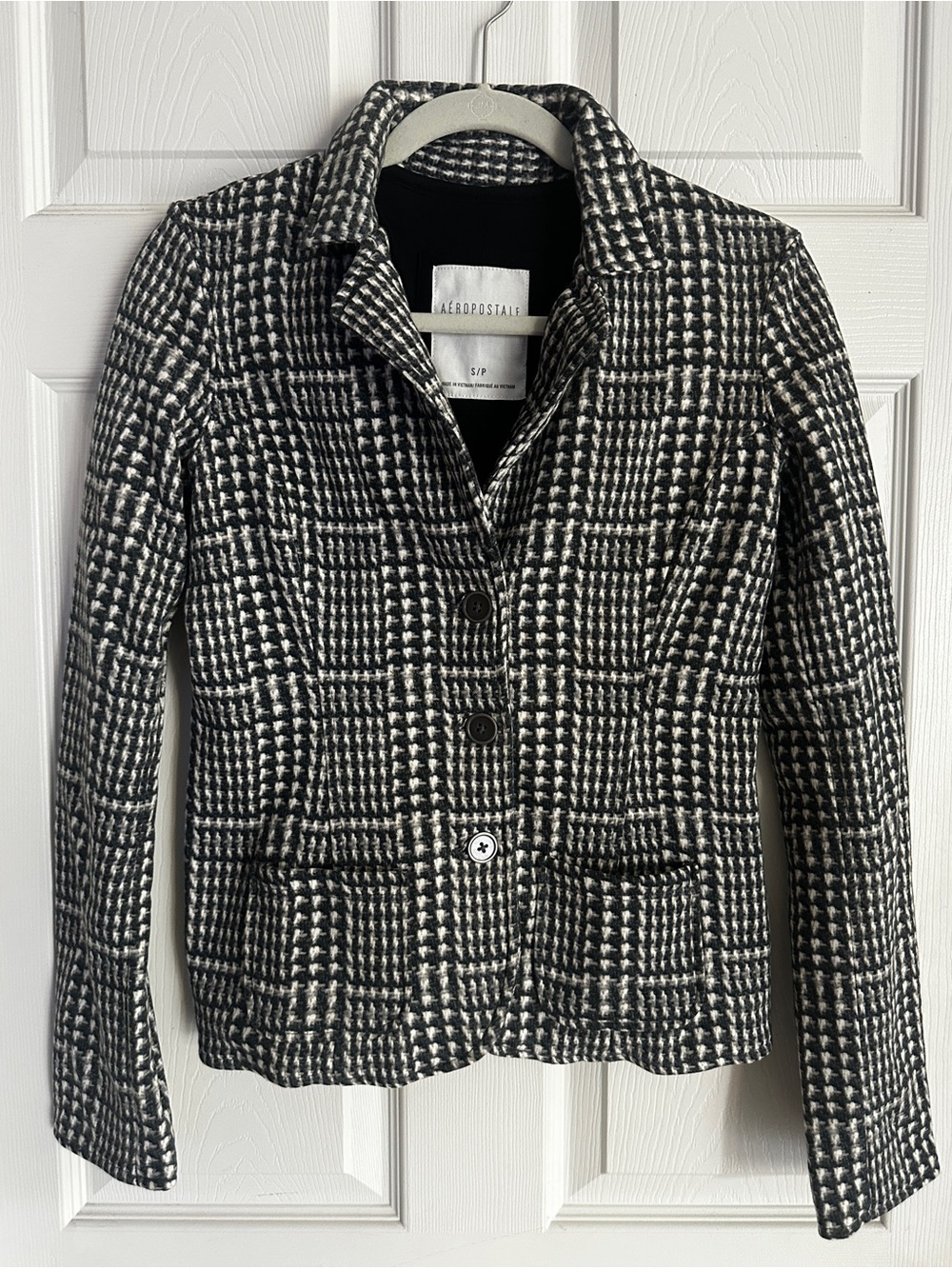 Aeropostale Women's Black & White Houndstooth Jacket Size Small